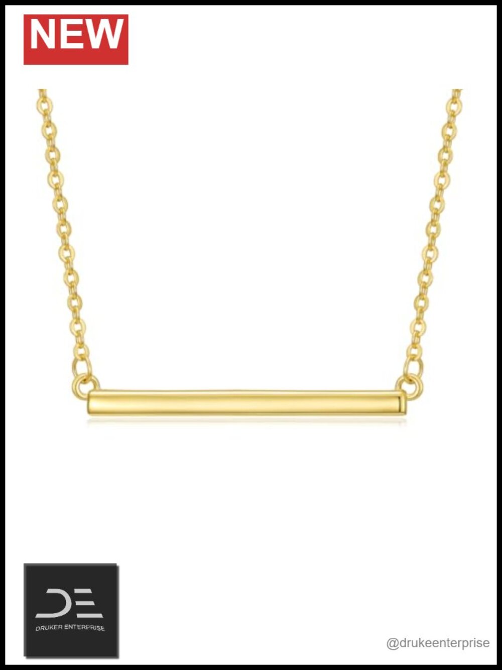 14K Gold Plated Bar Pendant Necklace Dainty Layering Choker